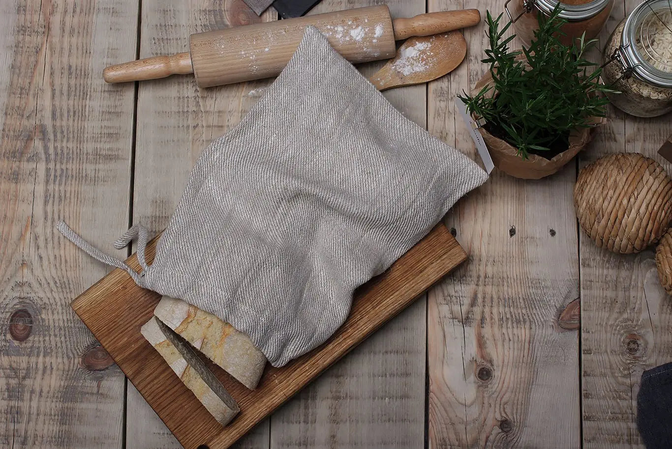 Linen Bread Loaf Bag - Epic Linen luxury linen