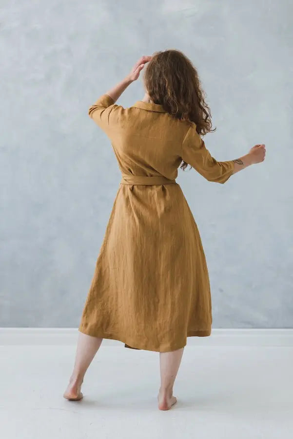 Maxi Linen Wrap Dress - Epic Linen luxury linen