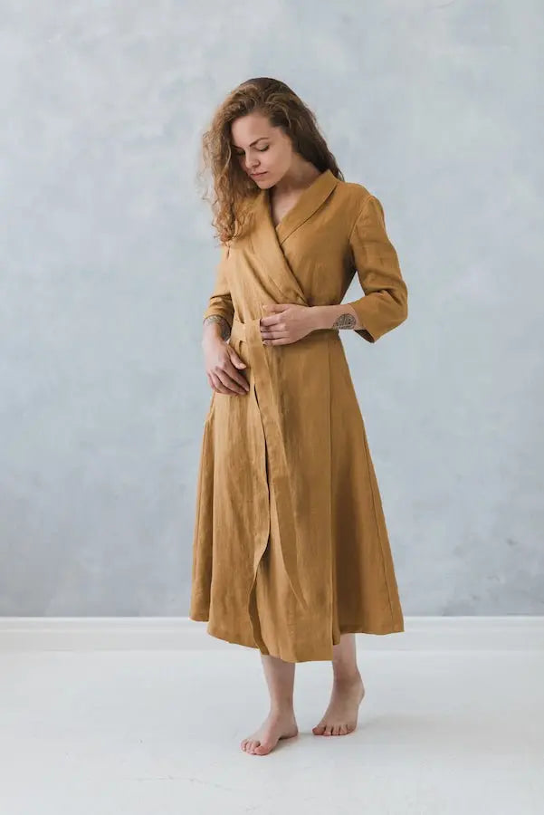 Maxi Linen Wrap Dress - Epic Linen luxury linen