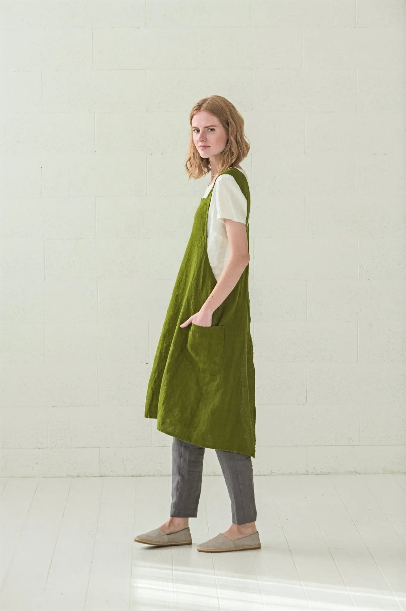 READY TO SHIP Linen Japanese Style Pinafore Apron - Epic Linen luxury linen