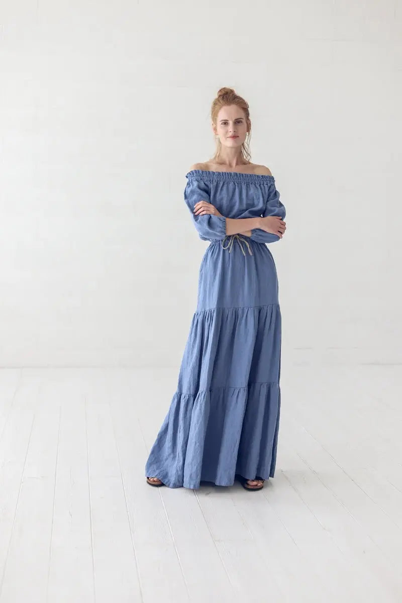 READY TO SHIP Romantic Linen Dress - Epic Linen luxury linen